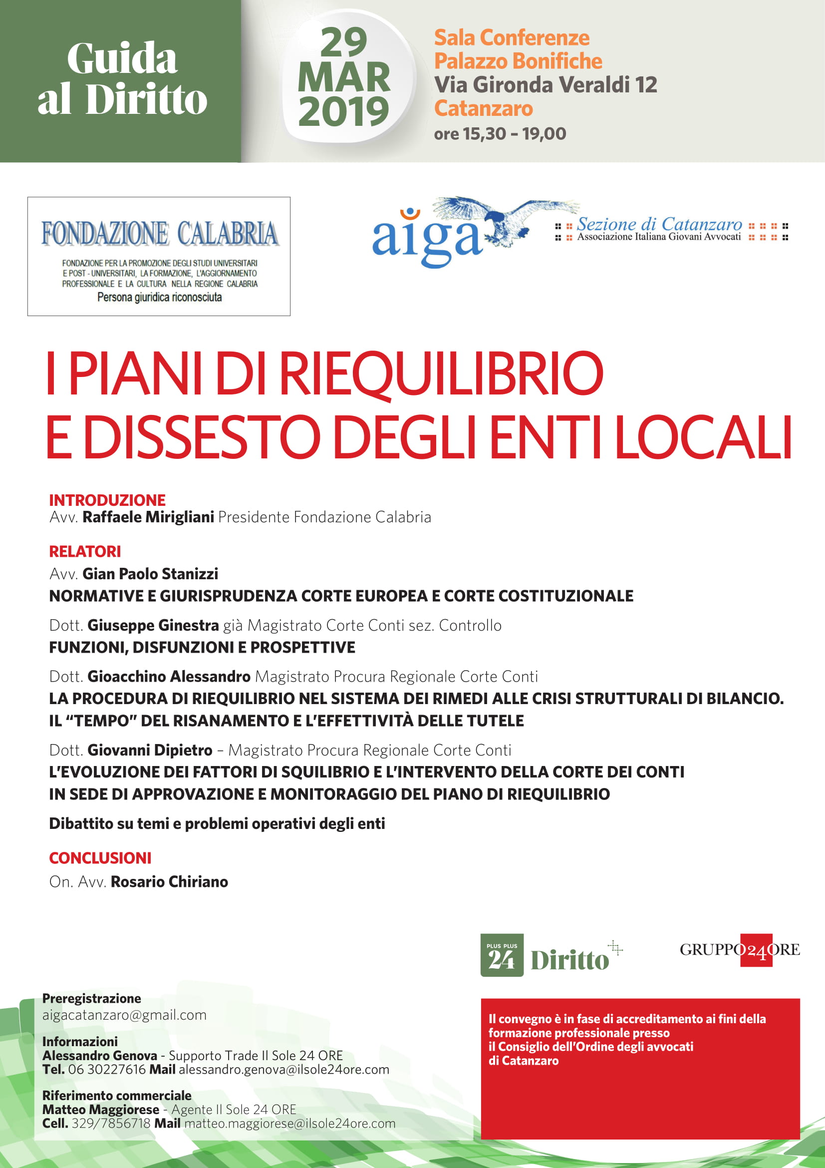 CONVEGNO 29.3.2019 “I PIANI DI RIEQUILIBRIO E DISSESTO DEGLI ENTI LOCALI”